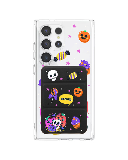 Android Magnetic Trifold Wallet Case - Pumpkin Monster