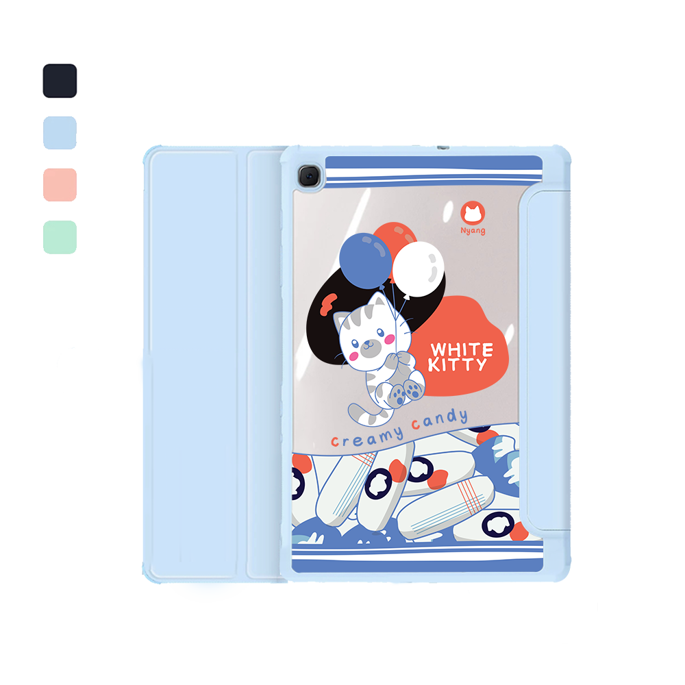 Android Tab Acrylic Flipcover - White Kitty