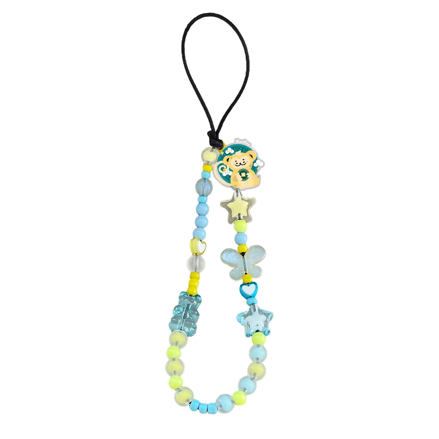 Beaded Strap with Acrylic Charm - Monkey (Chinese Zodiac / Shio)