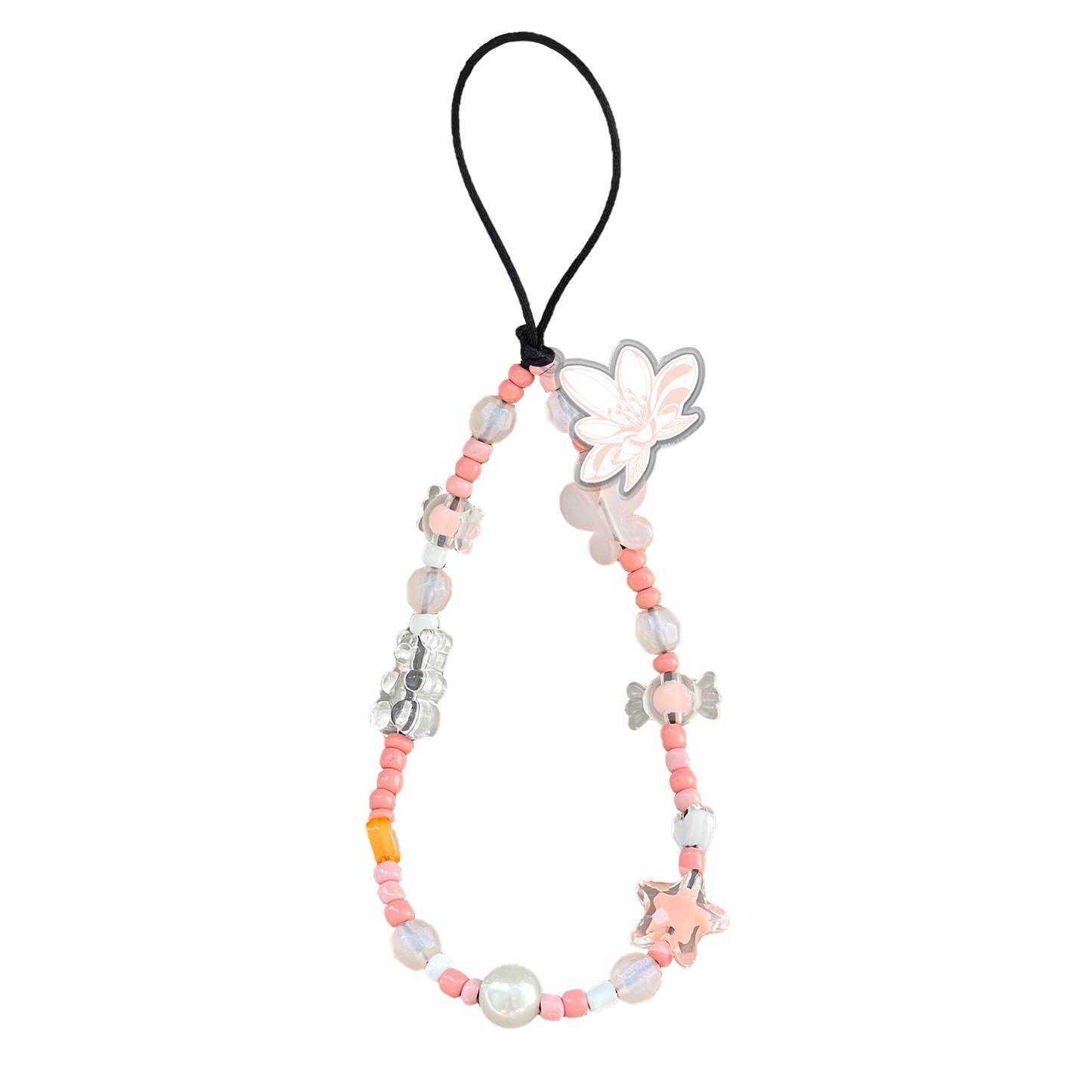 Beaded Strap with Acrylic Charm  - Sketchy Flower 1.0