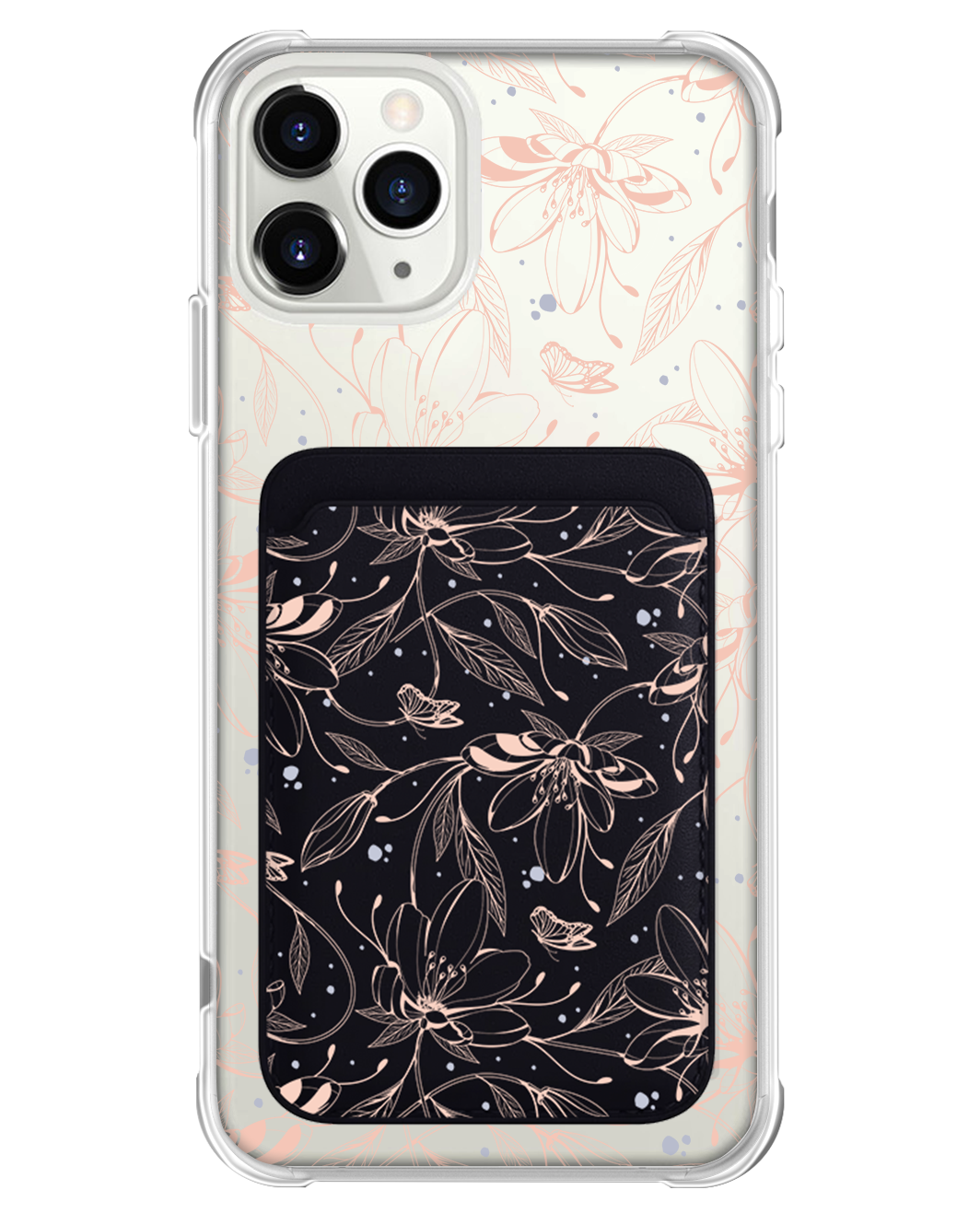 iPhone Magnetic Wallet Case - Sketchy Flower & Butterfly 1.0