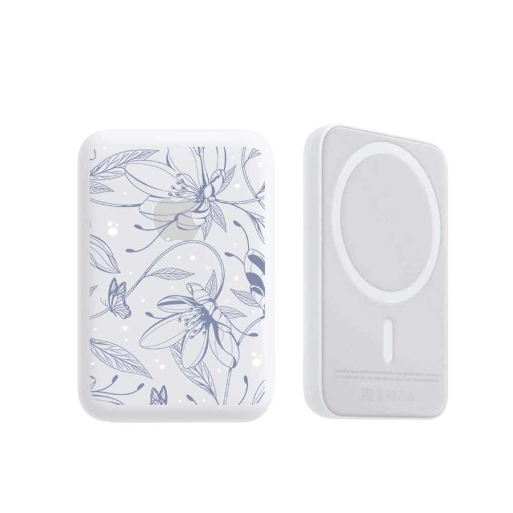 Magnetic Wireless Powerbank - Sketchy Flower & Butterfly 2.0