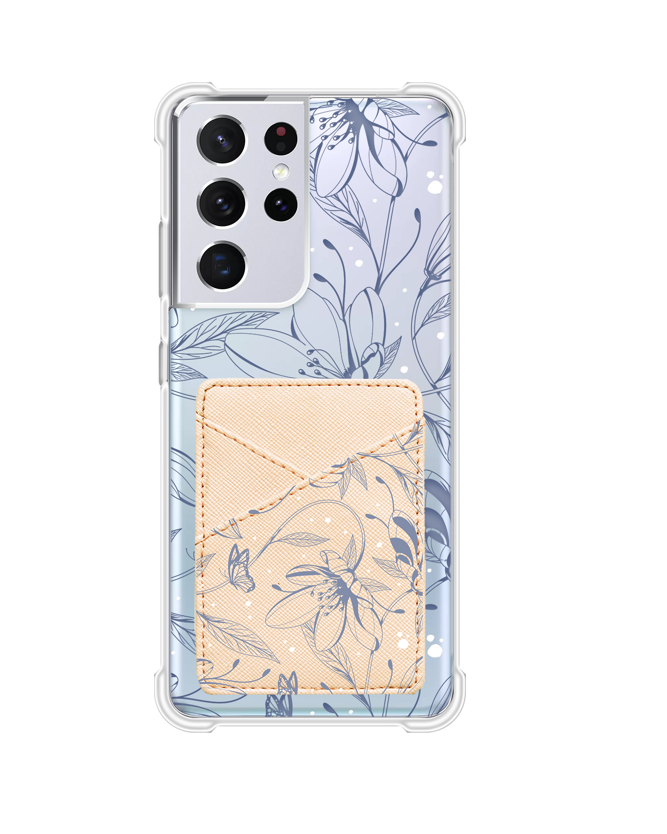 Android Phone Wallet Case - Sketchy Flower & Butterfly 2.0