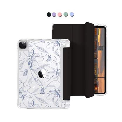 iPad Macaron Flip Cover - Sketchy Flower & Butterfly 2.0
