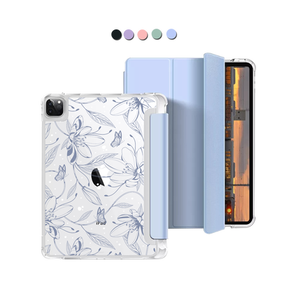 iPad Macaron Flip Cover - Sketchy Flower & Butterfly 2.0