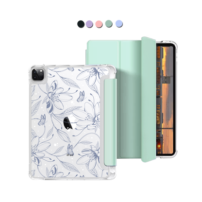 iPad Macaron Flip Cover - Sketchy Flower & Butterfly 2.0