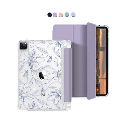 iPad Macaron Flip Cover - Sketchy Flower & Butterfly 2.0