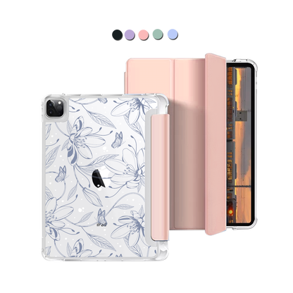 iPad Macaron Flip Cover - Sketchy Flower & Butterfly 2.0