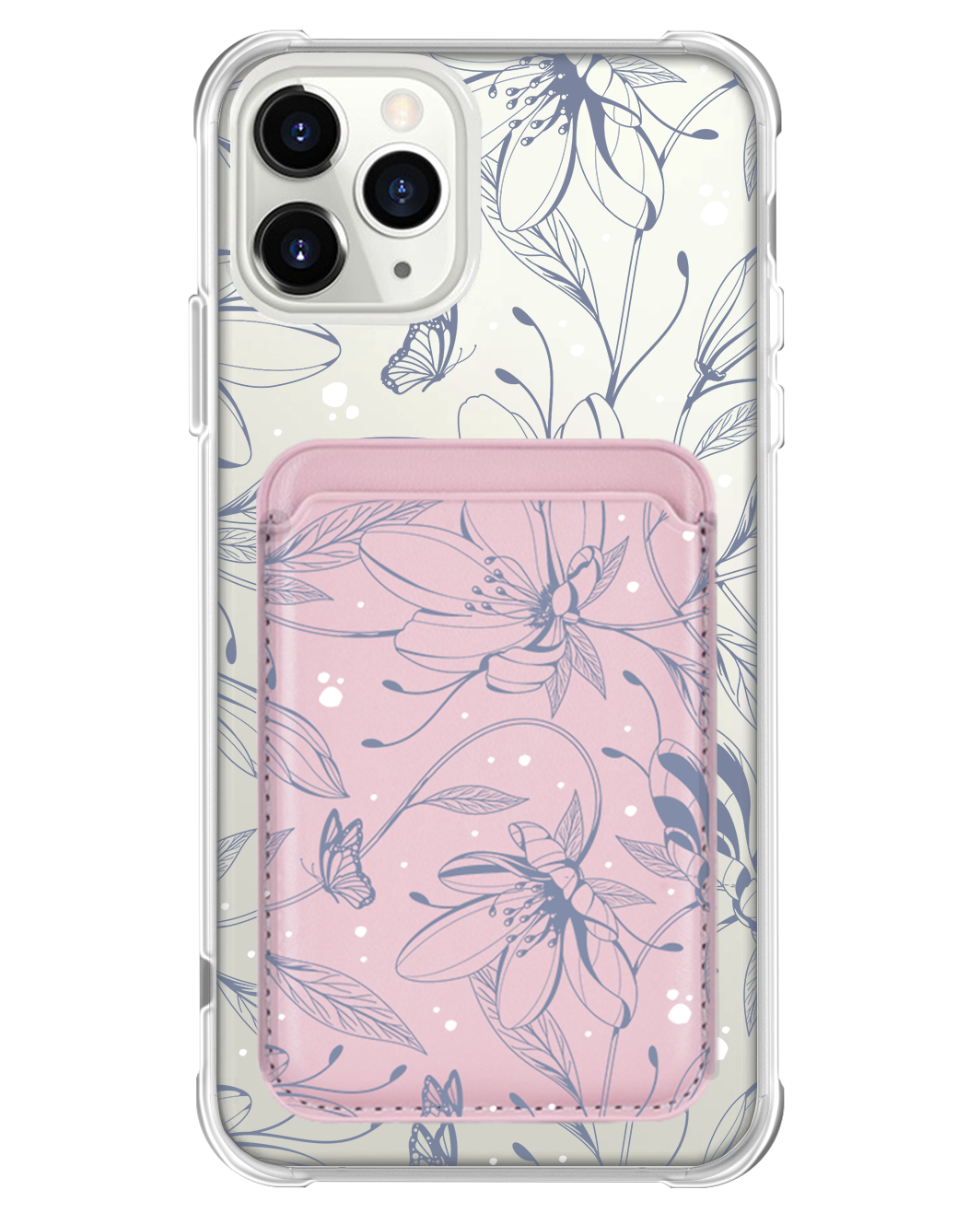 iPhone Magnetic Wallet Case - Sketchy Flower & Butterfly 2.0