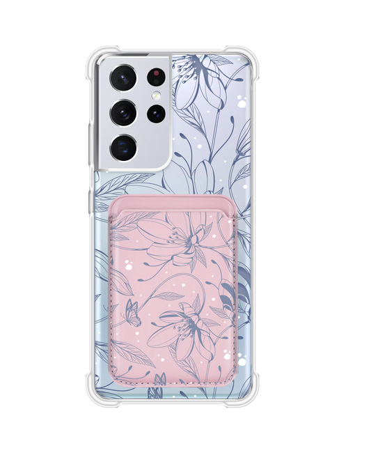 Android Magnetic Wallet Case - Sketchy Flower & Butterfly 2.0