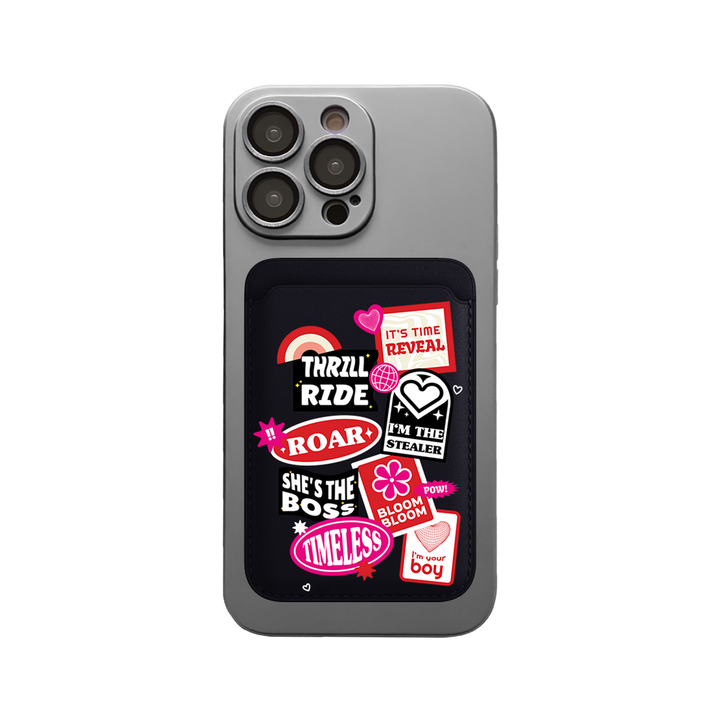 iPhone Magnetic Wallet Silicone Case - The Boyz Song Sticker Pack