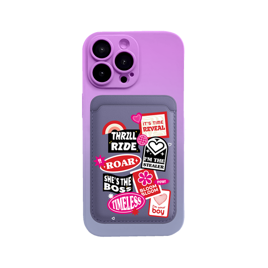 iPhone Magnetic Wallet Silicone Case - The Boyz Song Sticker Pack
