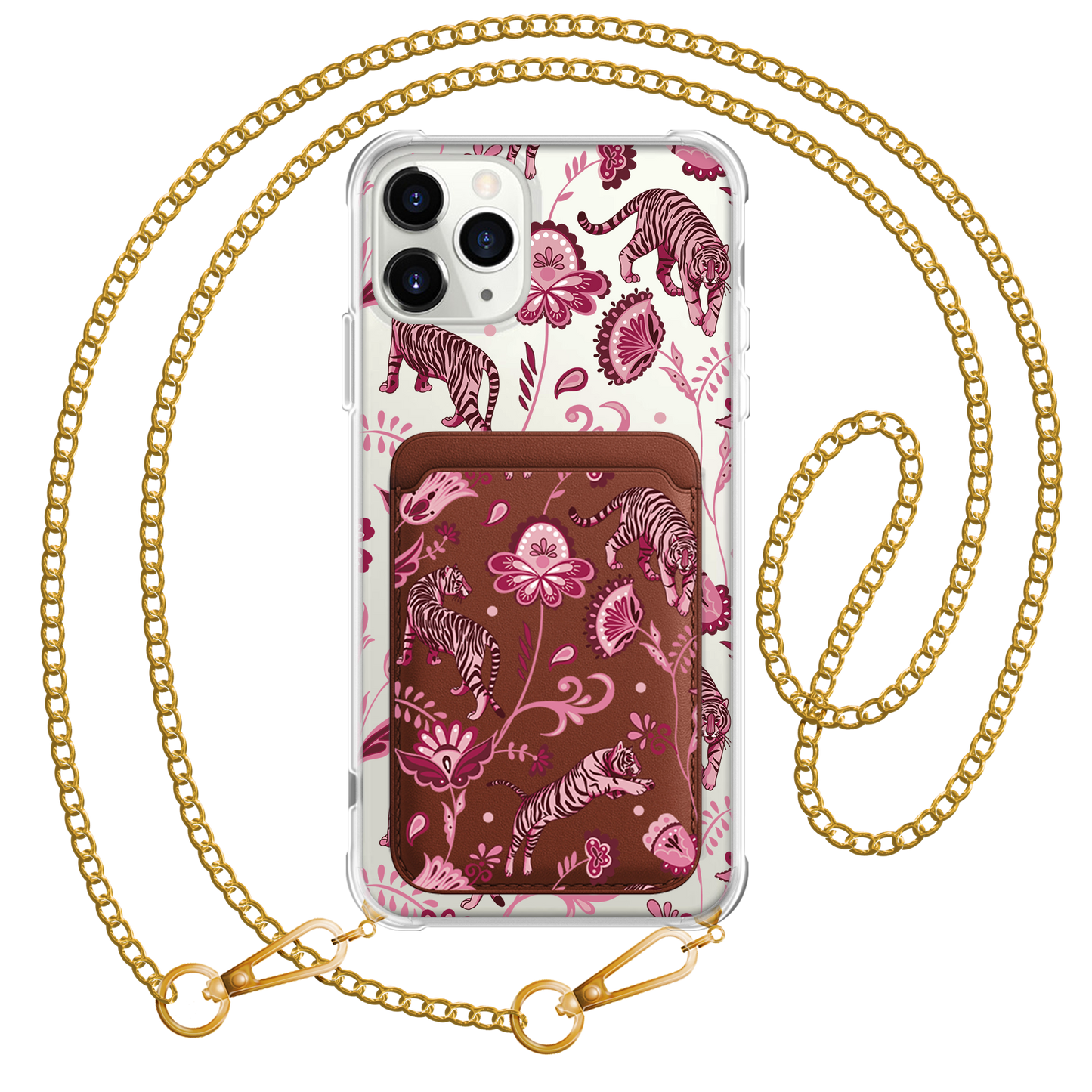 iPhone Magnetic Wallet Case - Tiger & Floral 2.0