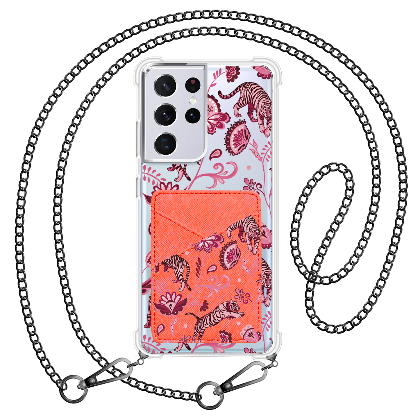 Android Phone Wallet Case - Tiger & Floral 2.0