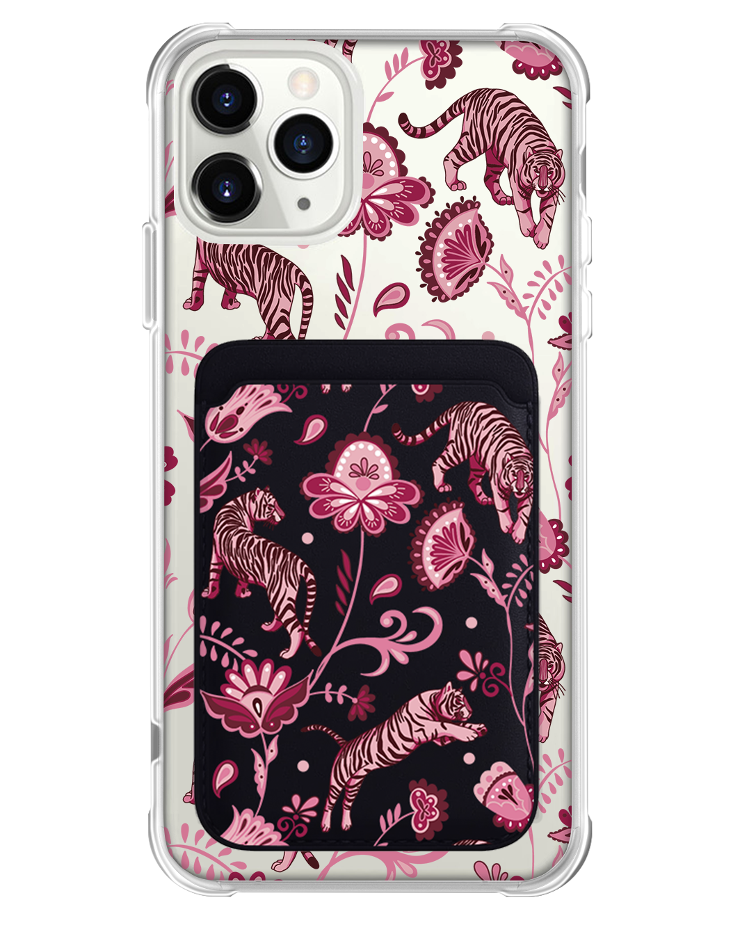 iPhone Magnetic Wallet Case - Tiger & Floral 2.0