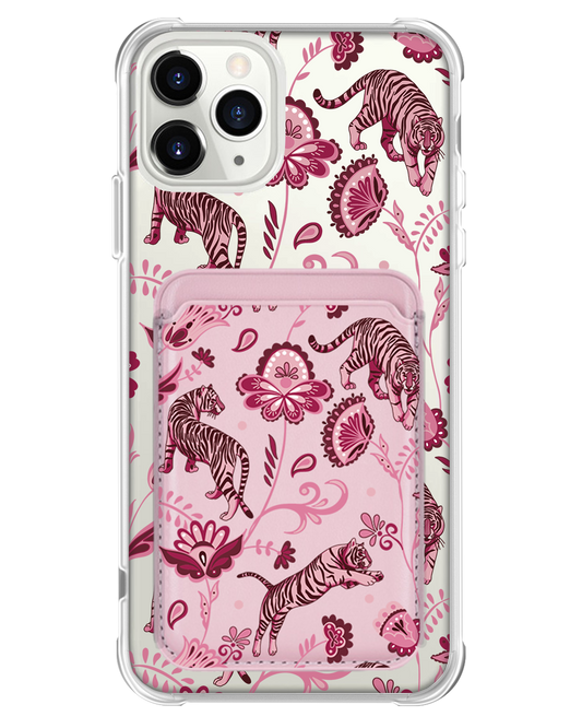 iPhone Magnetic Wallet Case - Tiger & Floral 2.0