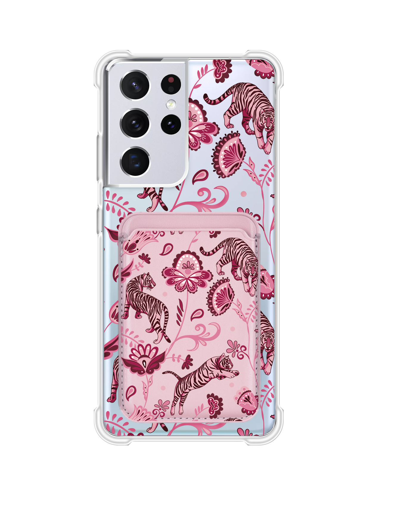 Android Magnetic Wallet Case - Tiger & Floral 2.0