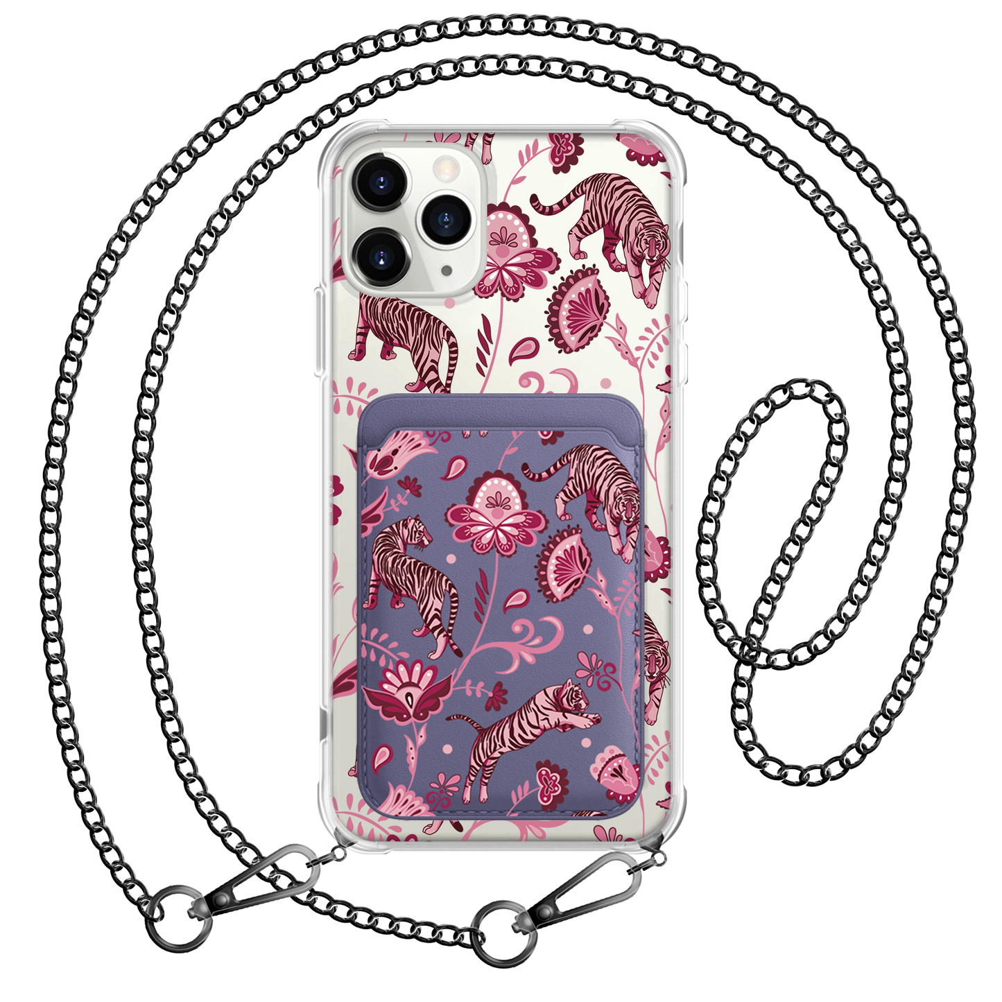 iPhone Magnetic Wallet Case - Tiger & Floral 2.0