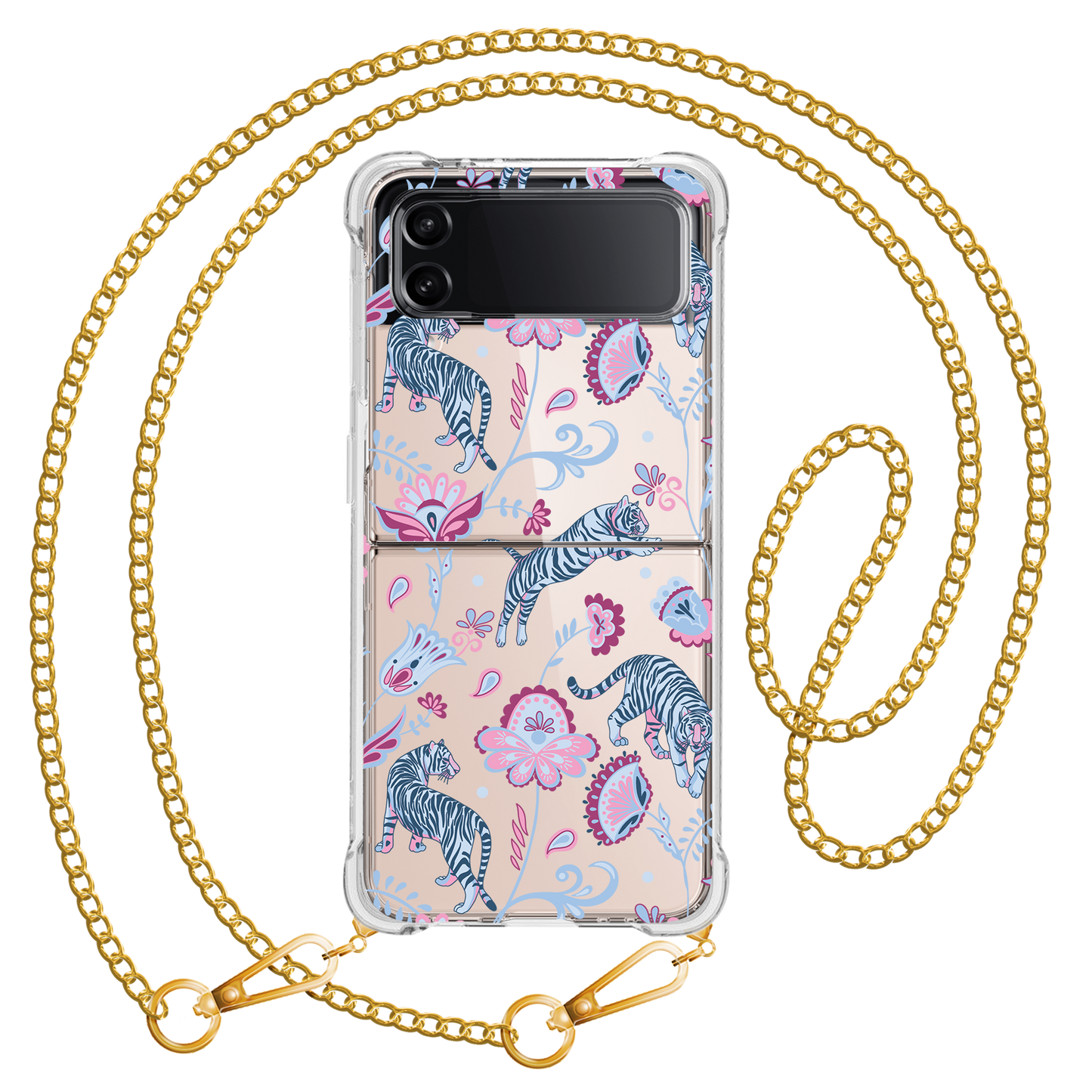 Android Flip / Fold Case - Tiger & Floral 3.0