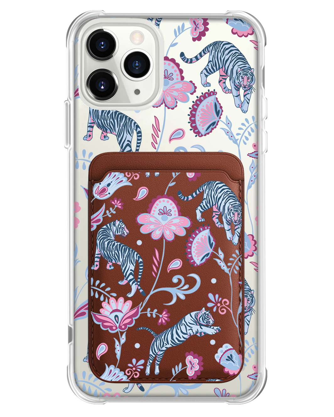 iPhone Magnetic Wallet Case - Tiger & Floral 3.0