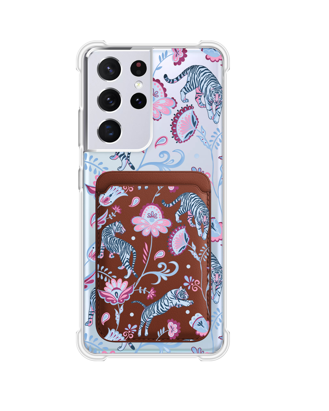 Android Magnetic Wallet Case - Tiger & Floral 3.0