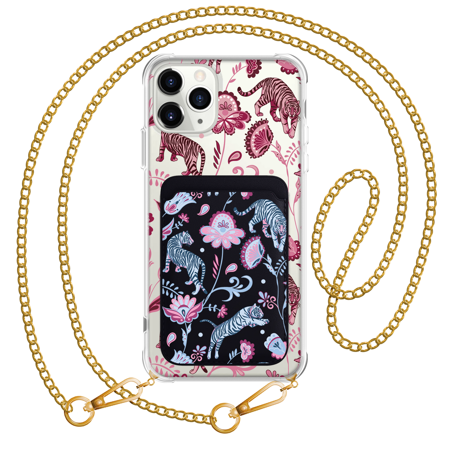 iPhone Magnetic Wallet Case - Tiger & Floral 3.0