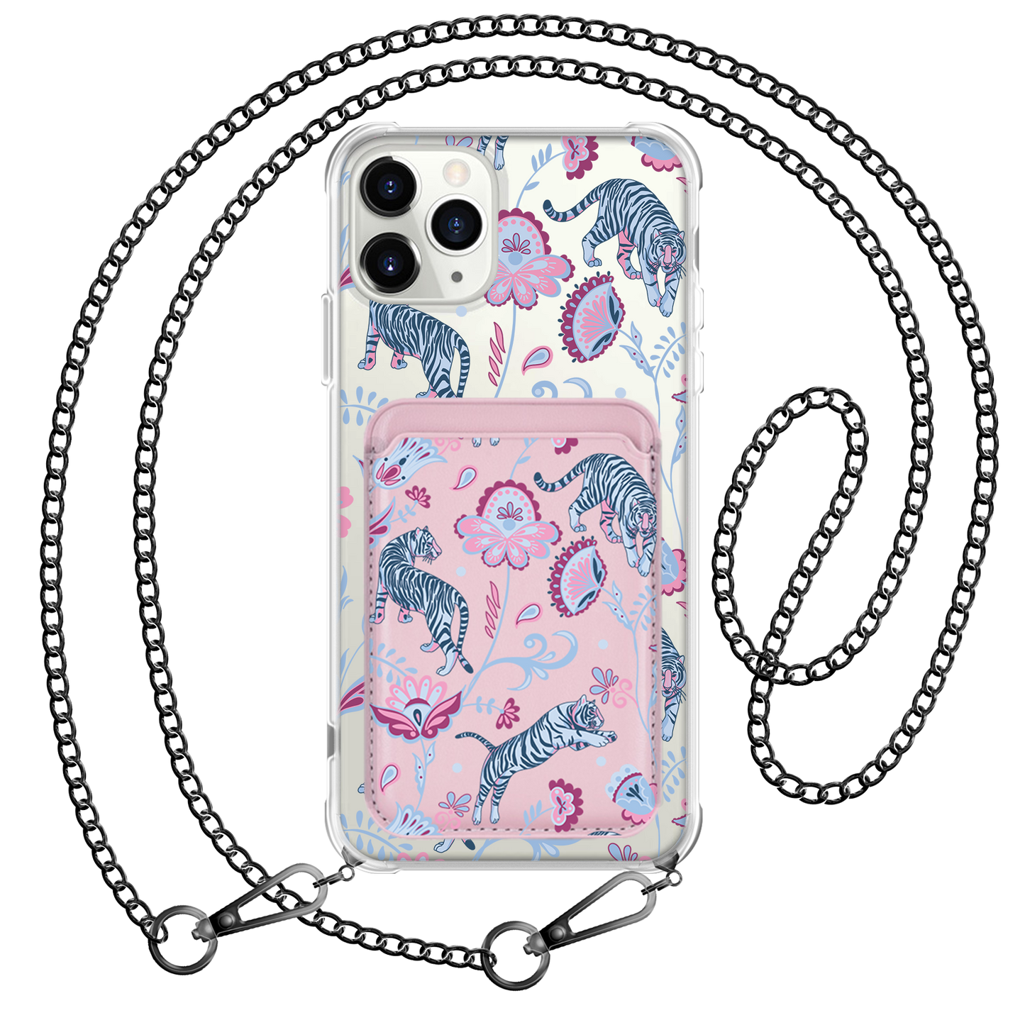 iPhone Magnetic Wallet Case - Tiger & Floral 3.0