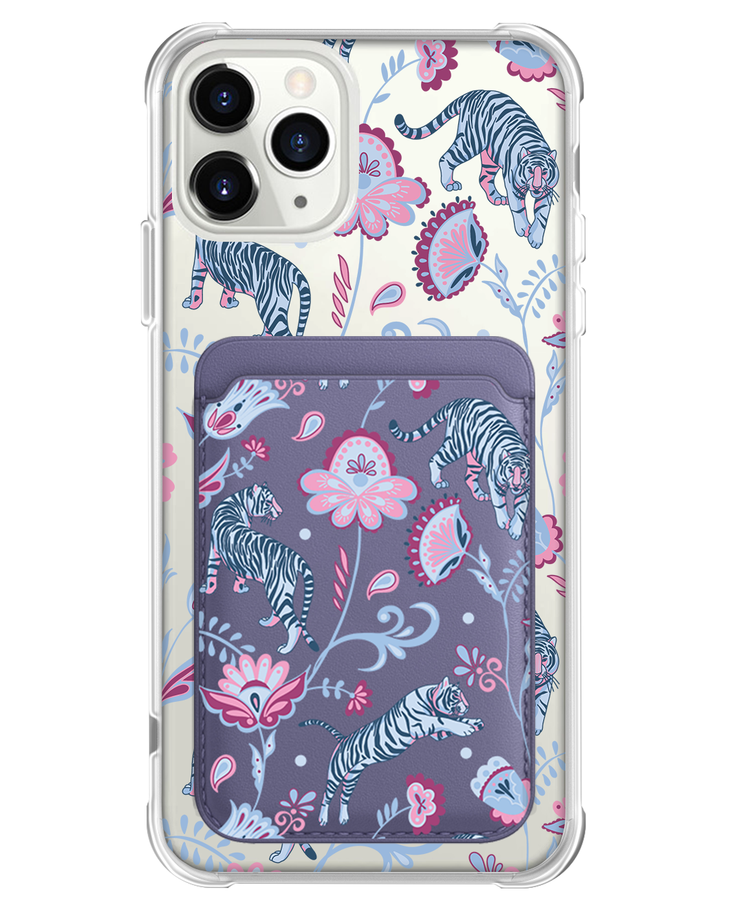 iPhone Magnetic Wallet Case - Tiger & Floral 3.0