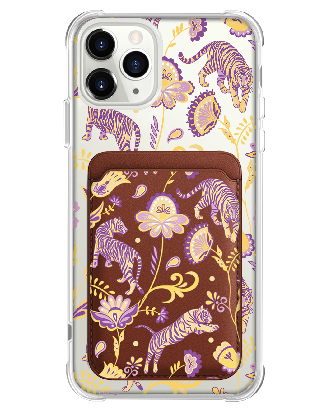 iPhone Magnetic Wallet Case - Tiger & Floral 4.0