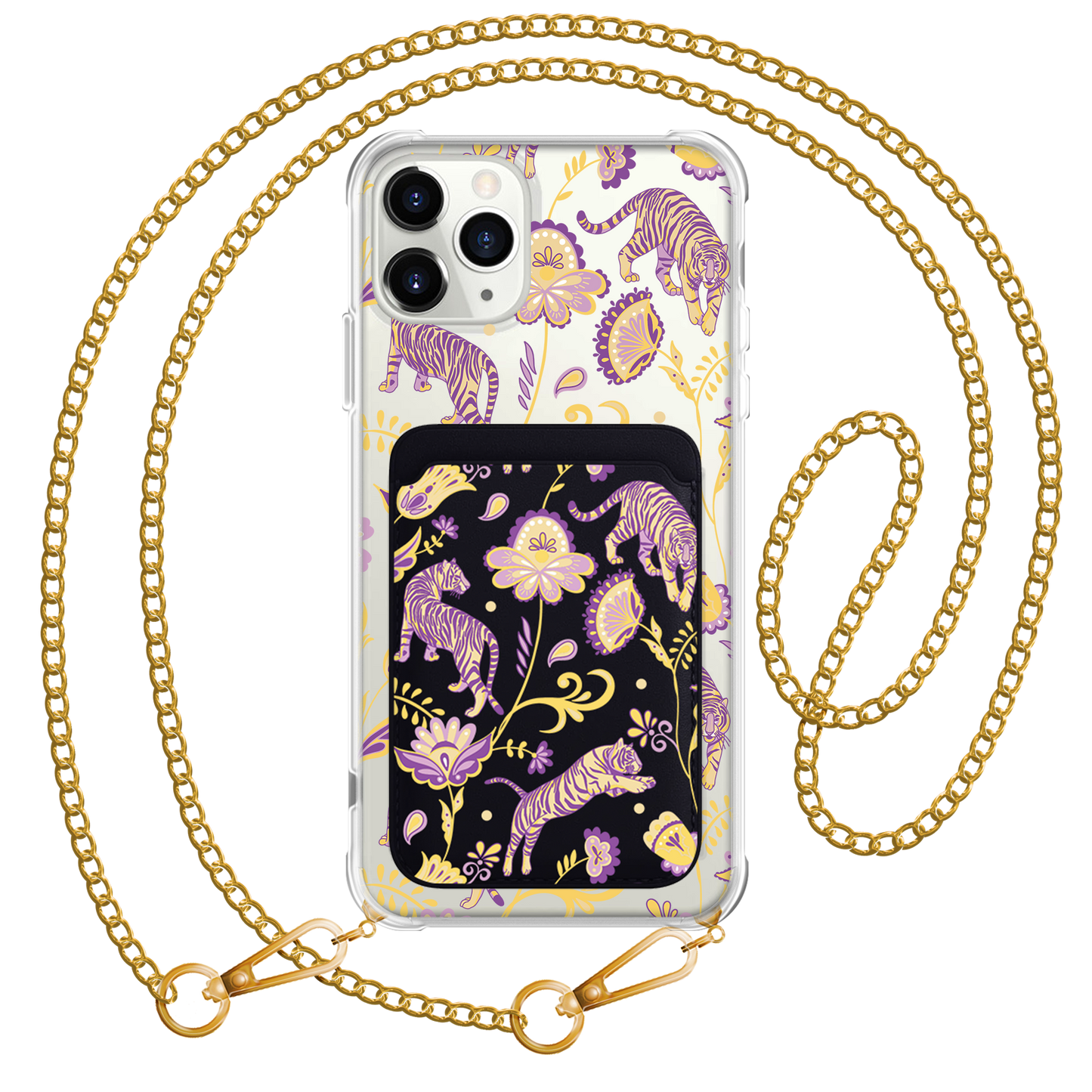 iPhone Magnetic Wallet Case - Tiger & Floral 4.0