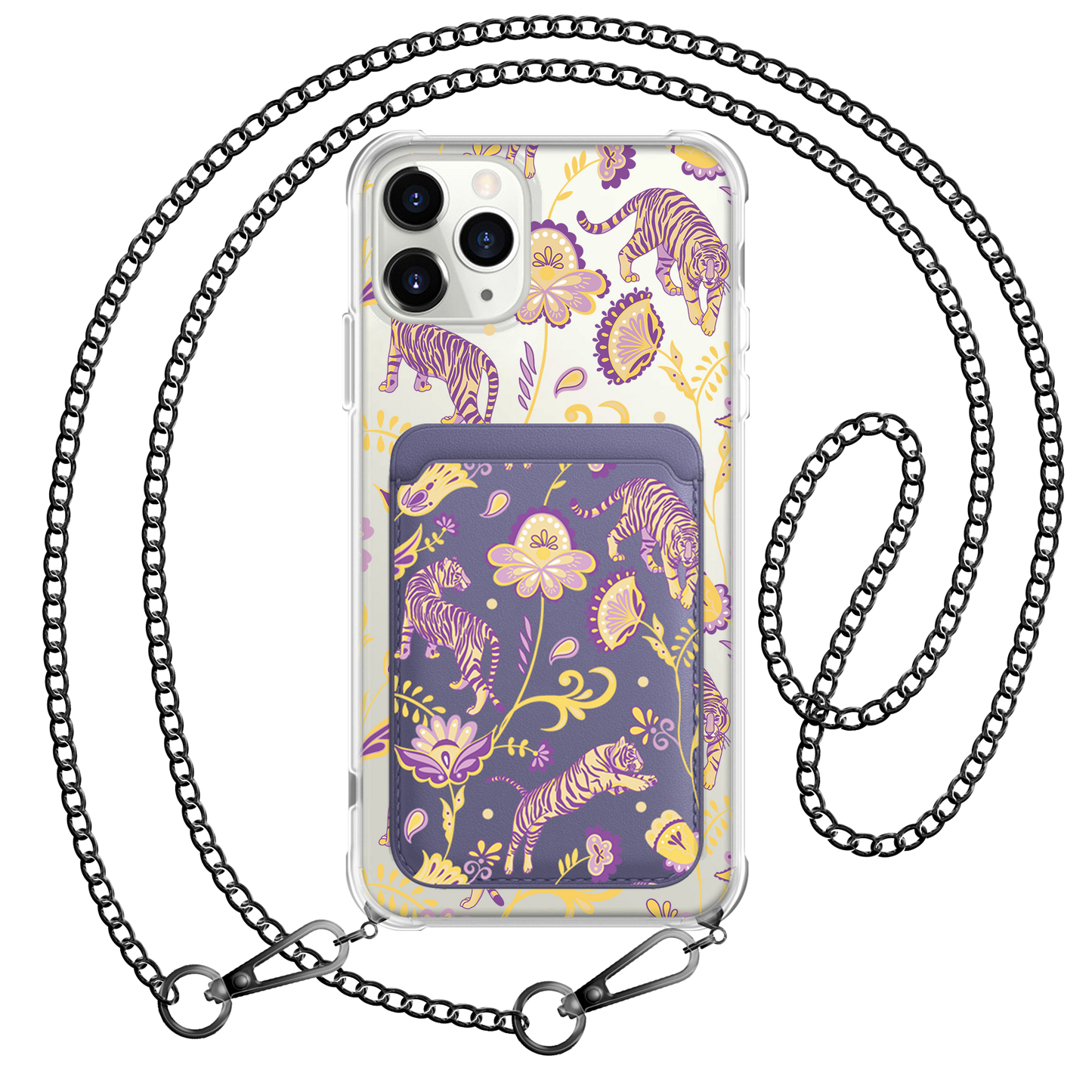 iPhone Magnetic Wallet Case - Tiger & Floral 4.0