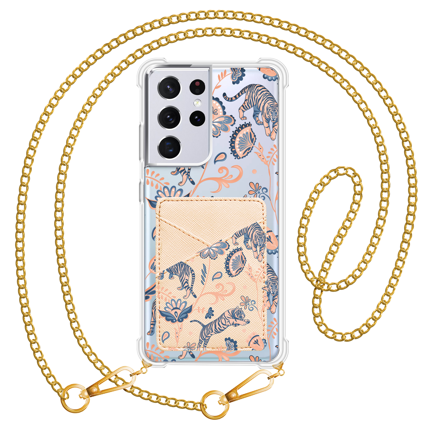 Android Phone Wallet Case - Tiger & Floral 5.0