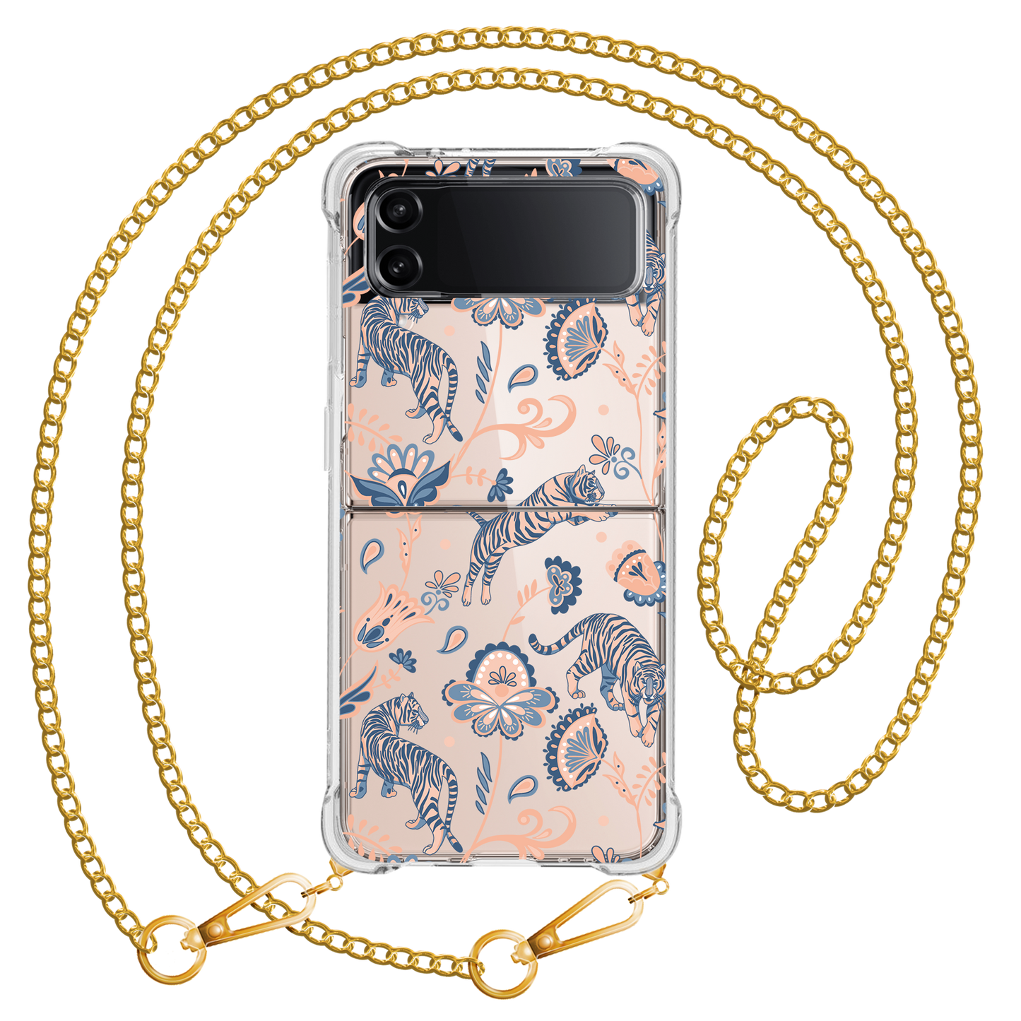 Android Flip / Fold Case - Tiger & Floral 5.0