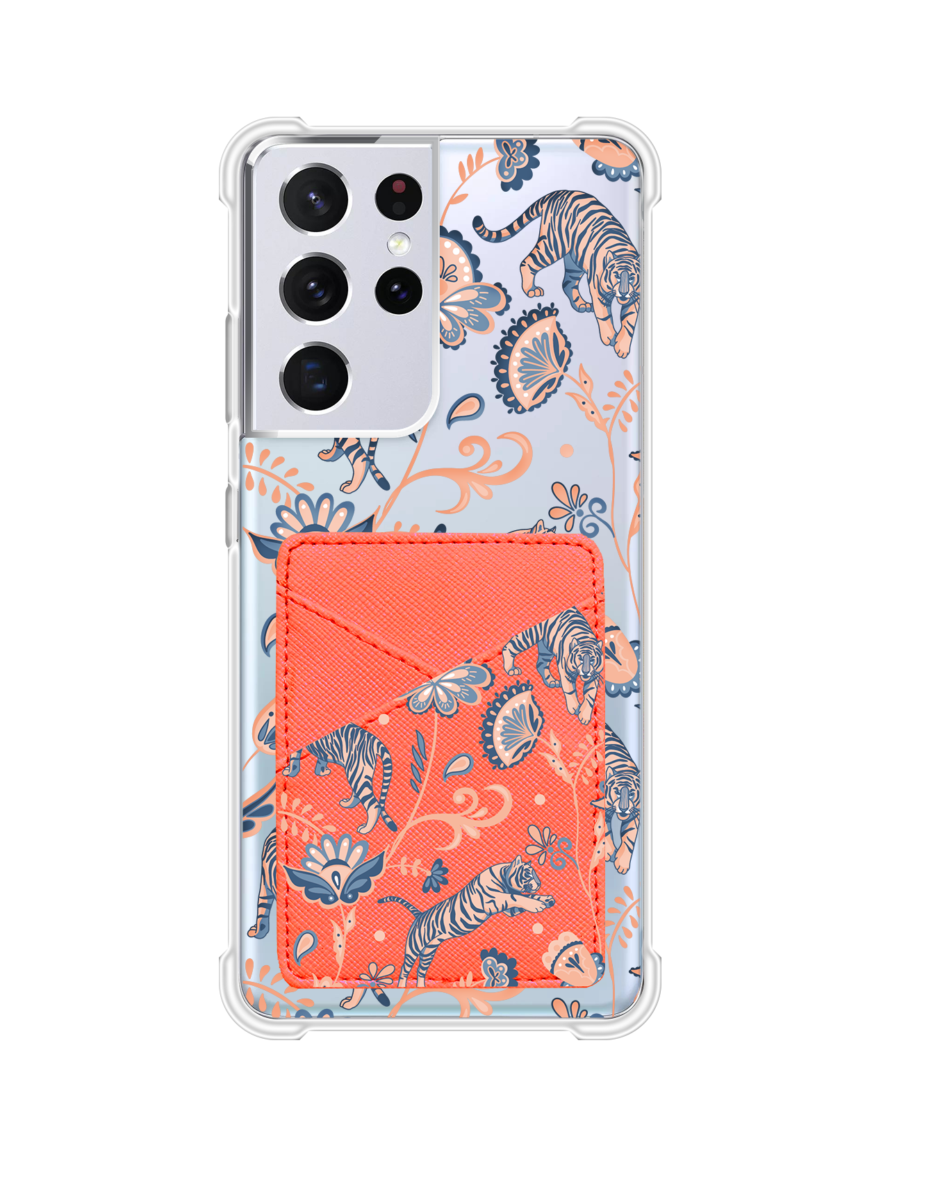 Android Phone Wallet Case - Tiger & Floral 5.0