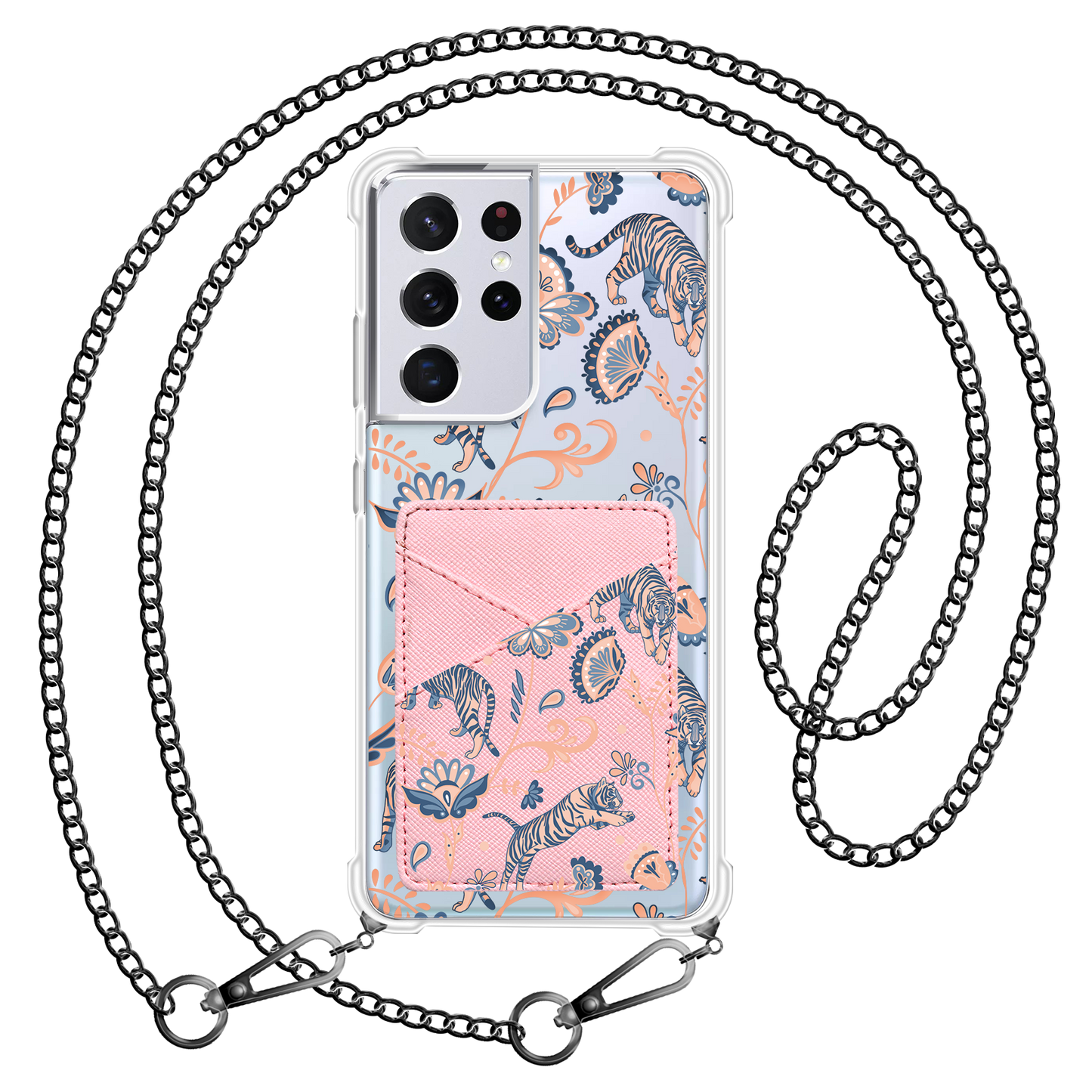 Android Phone Wallet Case - Tiger & Floral 5.0