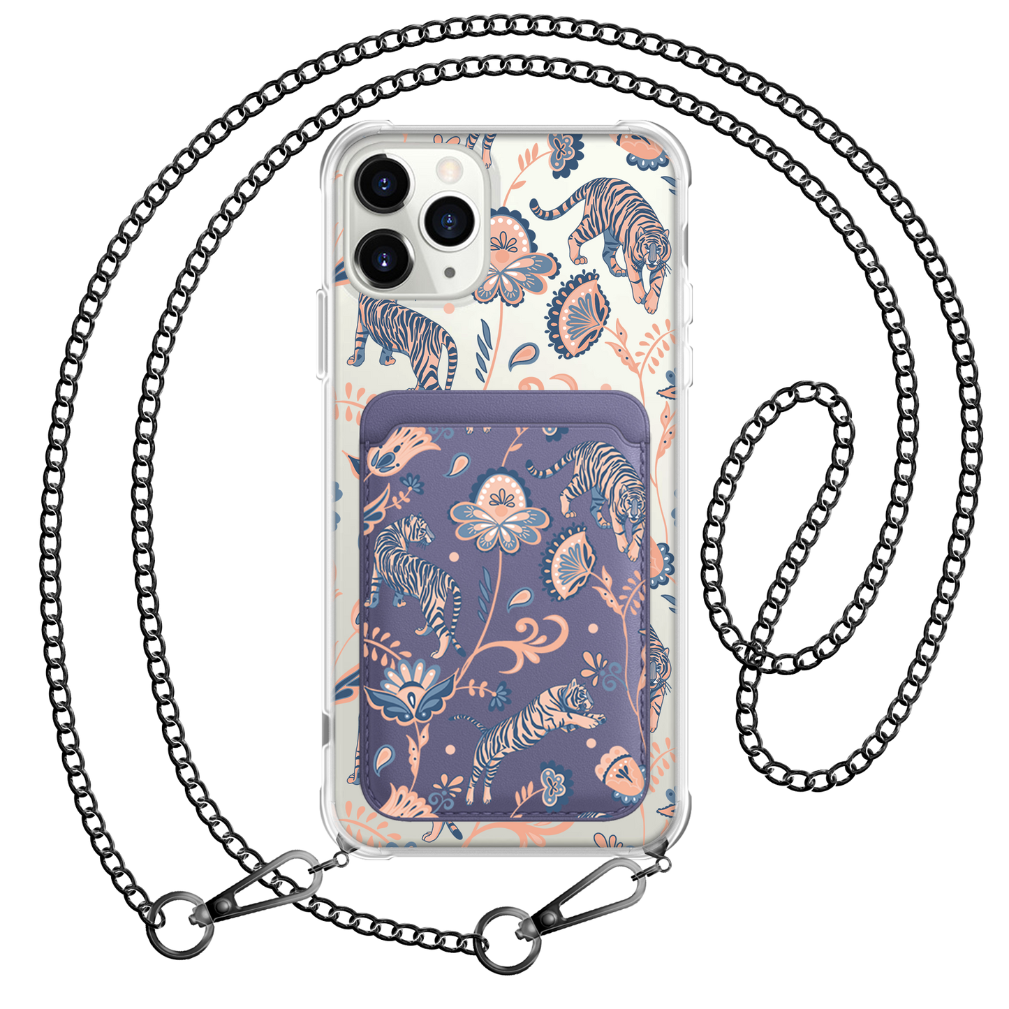 iPhone Magnetic Wallet Case - Tiger & Floral 5.0