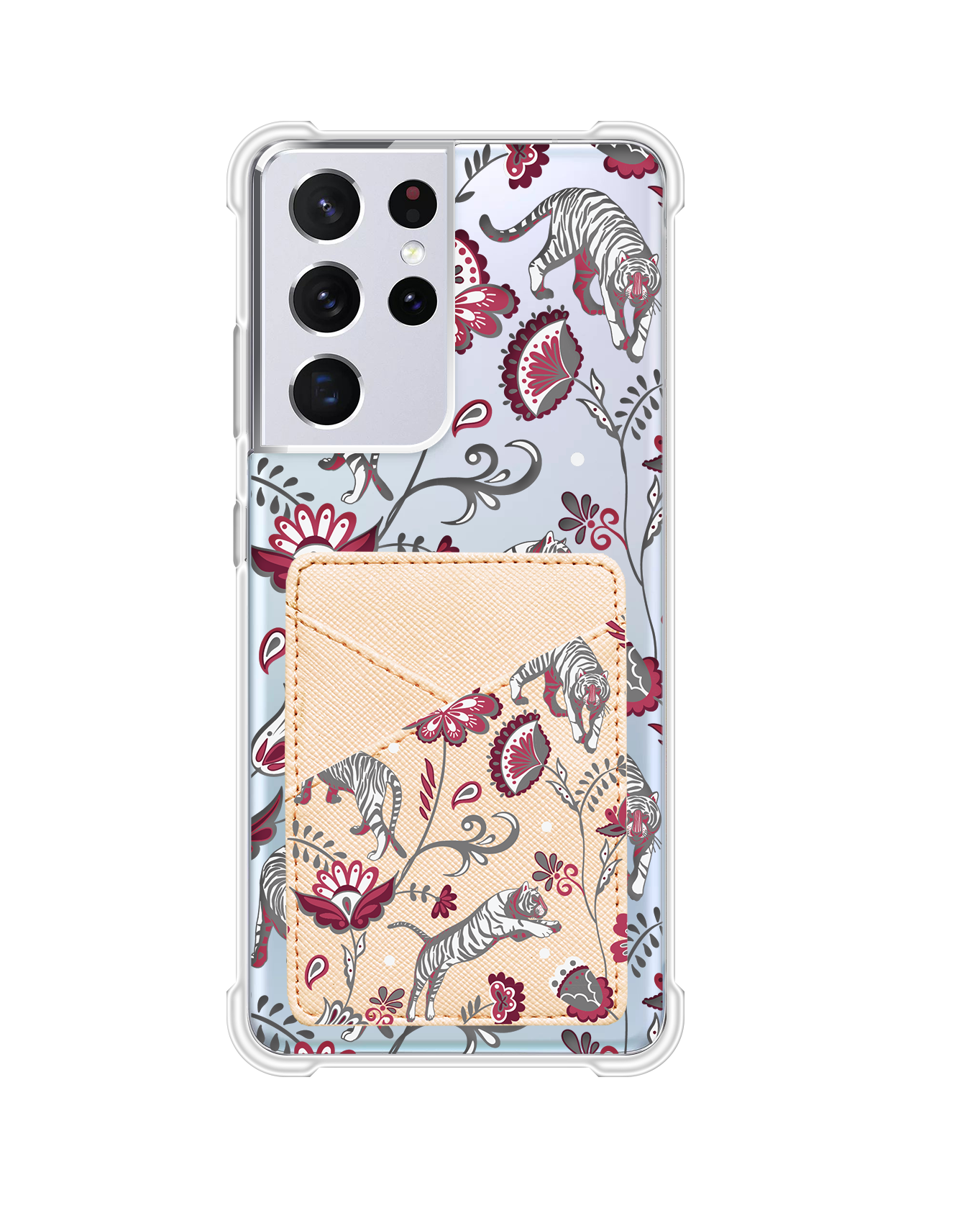 Android Phone Wallet Case - Tiger & Floral 6.0