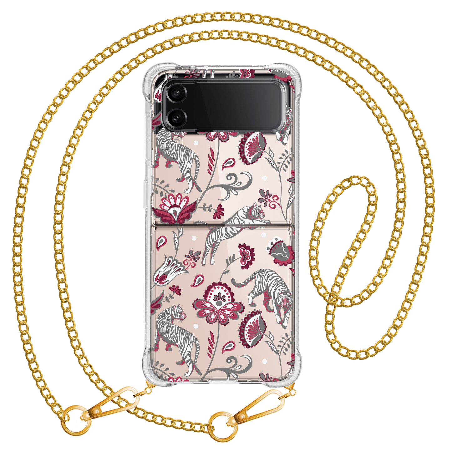 Android Flip / Fold Case - Tiger & Floral 6.0