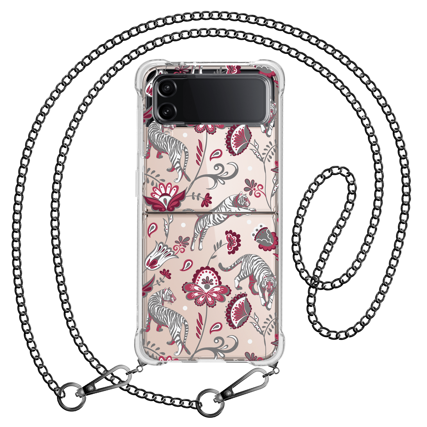 Android Flip / Fold Case - Tiger & Floral 6.0