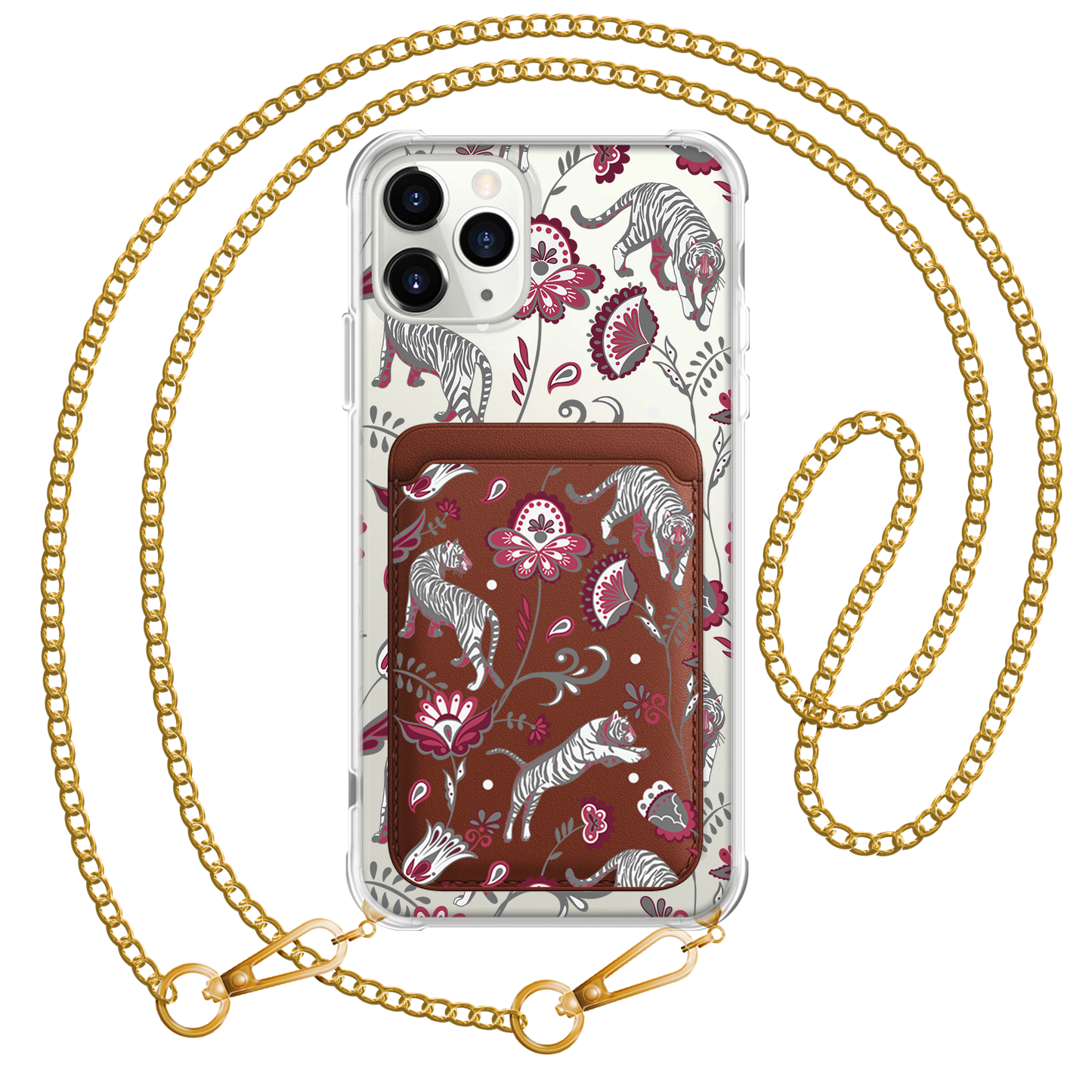 iPhone Magnetic Wallet Case - Tiger & Floral 6.0