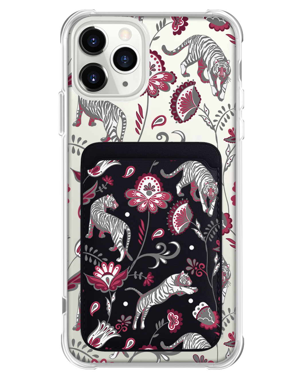 iPhone Magnetic Wallet Case - Tiger & Floral 6.0