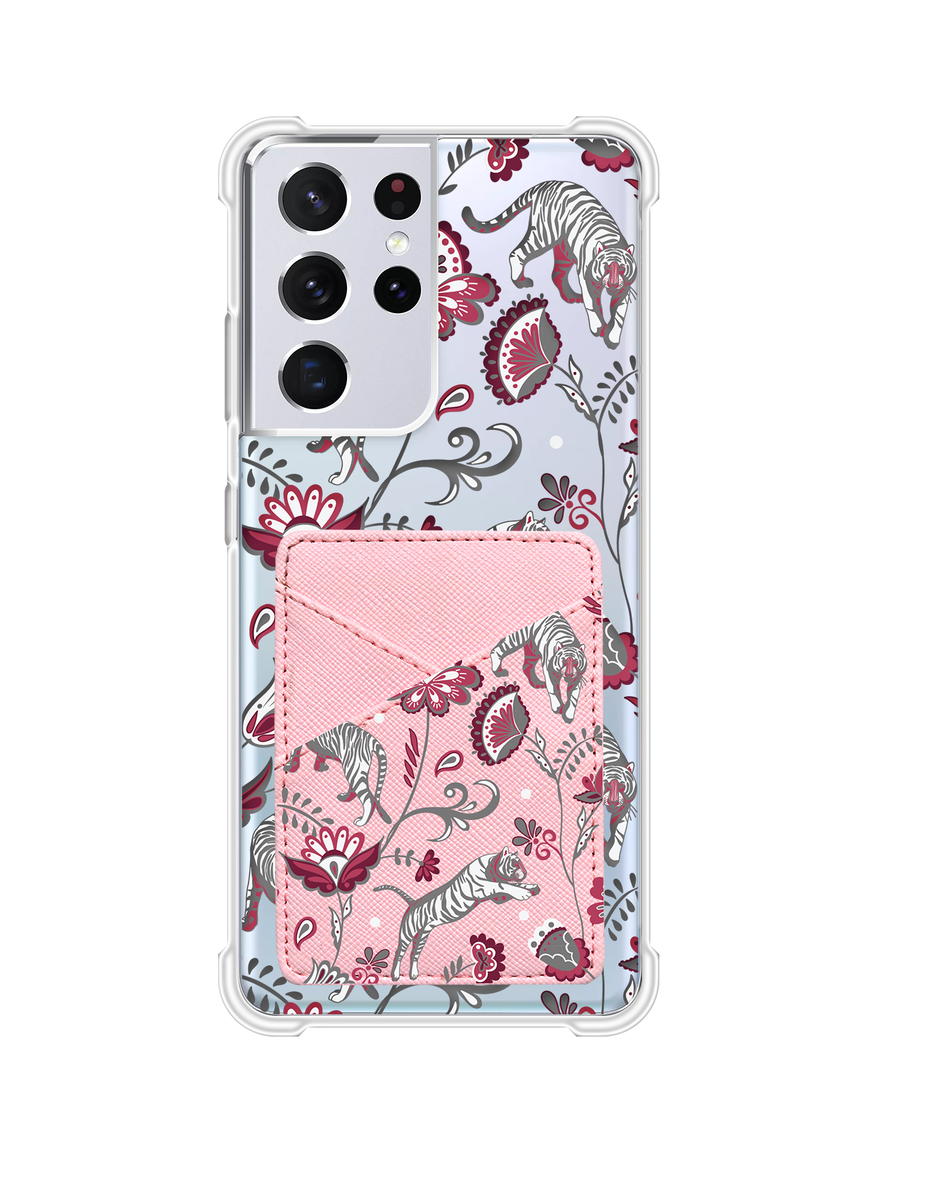 Android Phone Wallet Case - Tiger & Floral 6.0