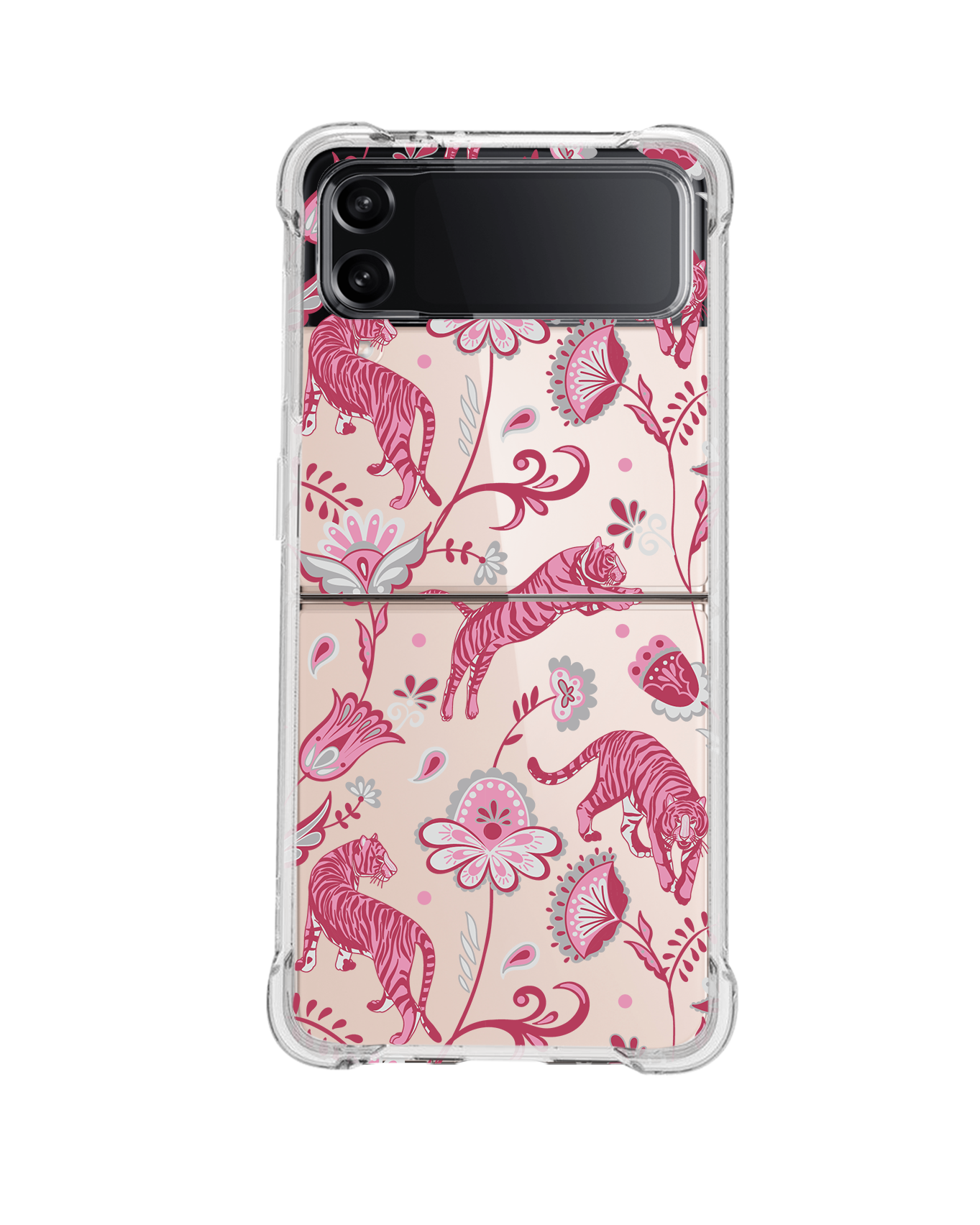 Android Flip / Fold Case - Tiger & Floral 7.0