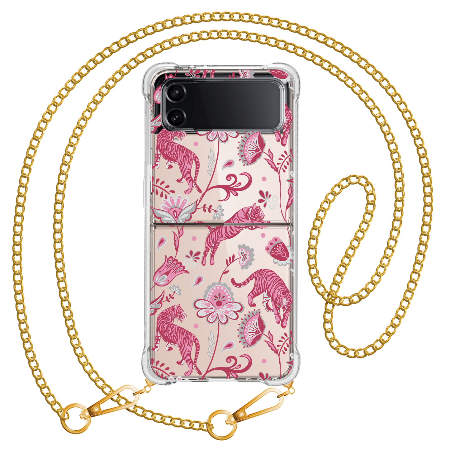 Android Flip / Fold Case - Tiger & Floral 7.0