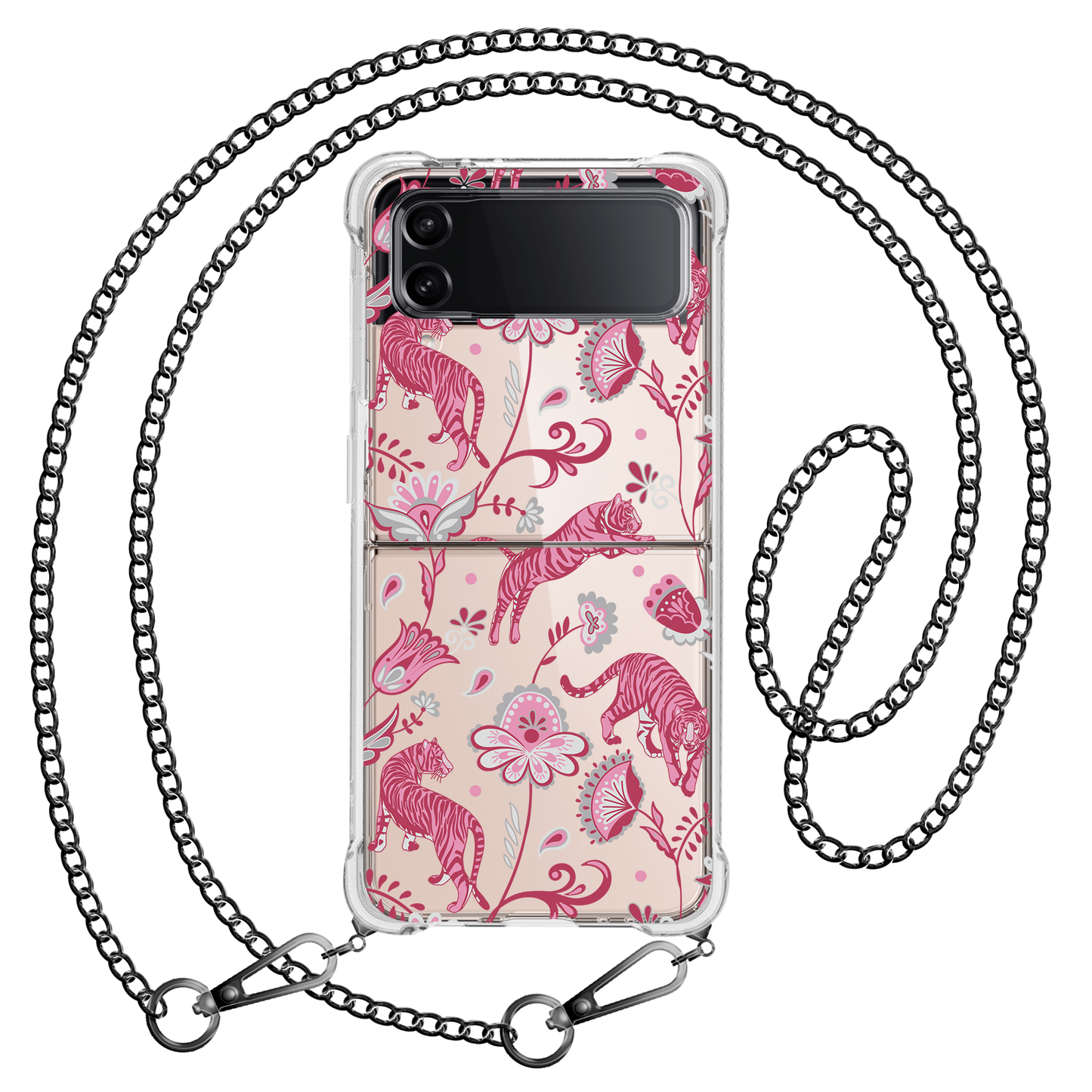 Android Flip / Fold Case - Tiger & Floral 7.0