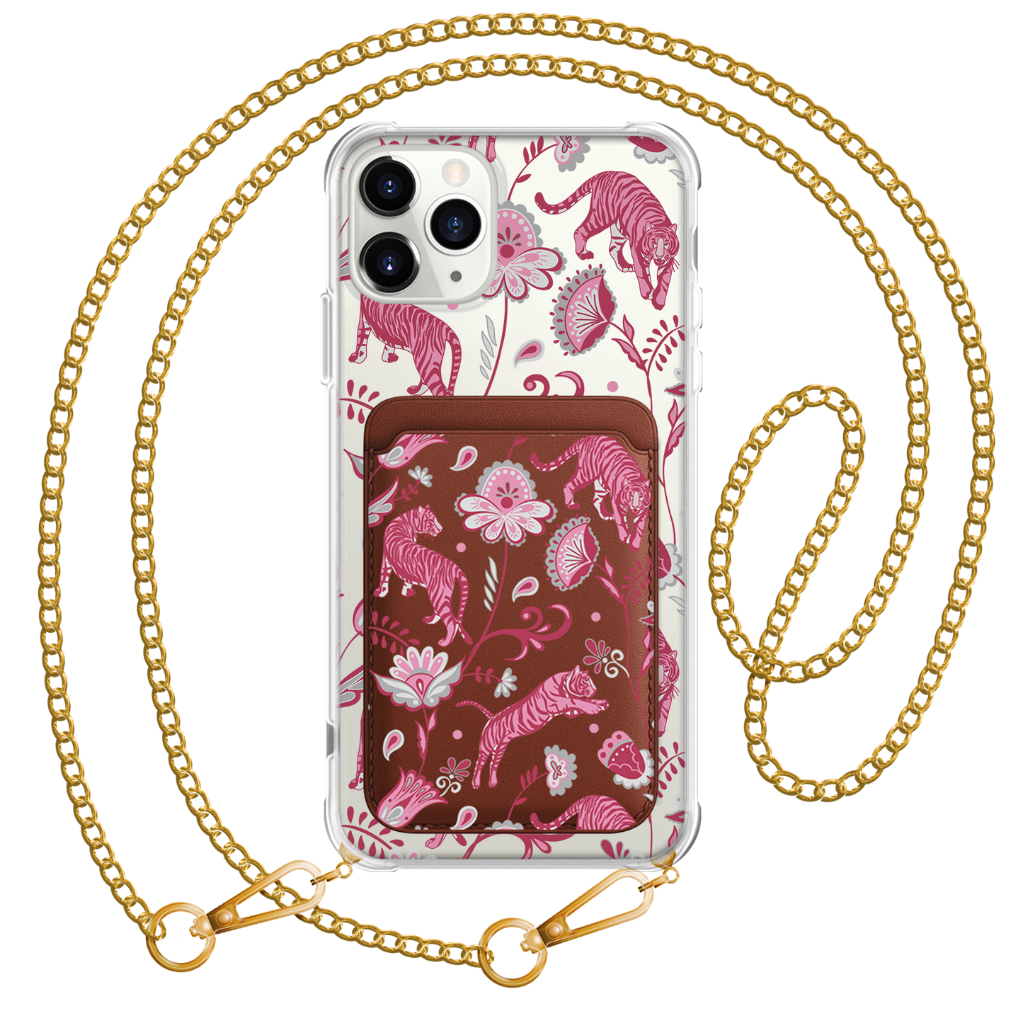 iPhone Magnetic Wallet Case - Tiger & Floral 7.0