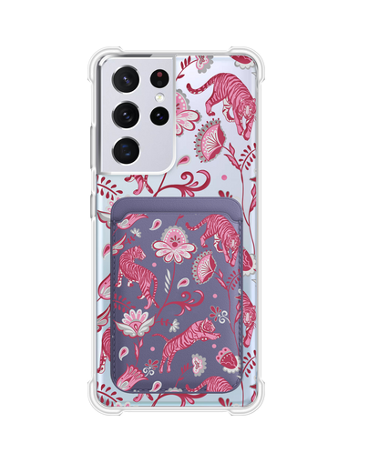 Android Magnetic Wallet Case - Tiger & Floral 7.0