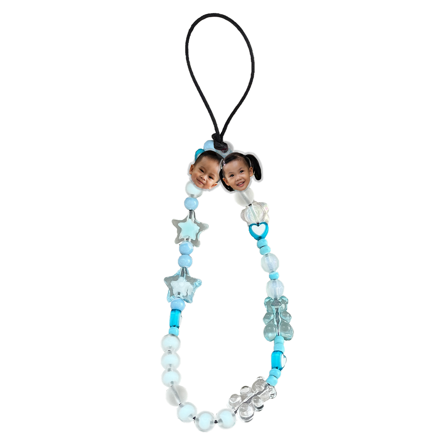 Beaded Strap with Acrylic Charm - Face Grid Tosca