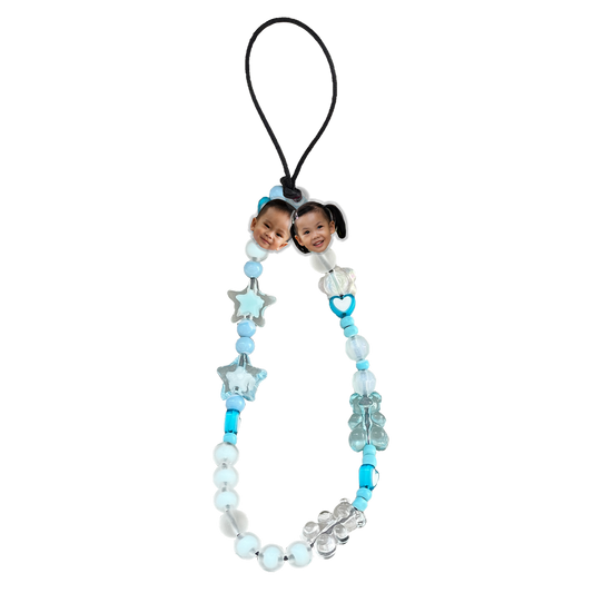 Beaded Strap with Acrylic Charm - Face Grid Tosca