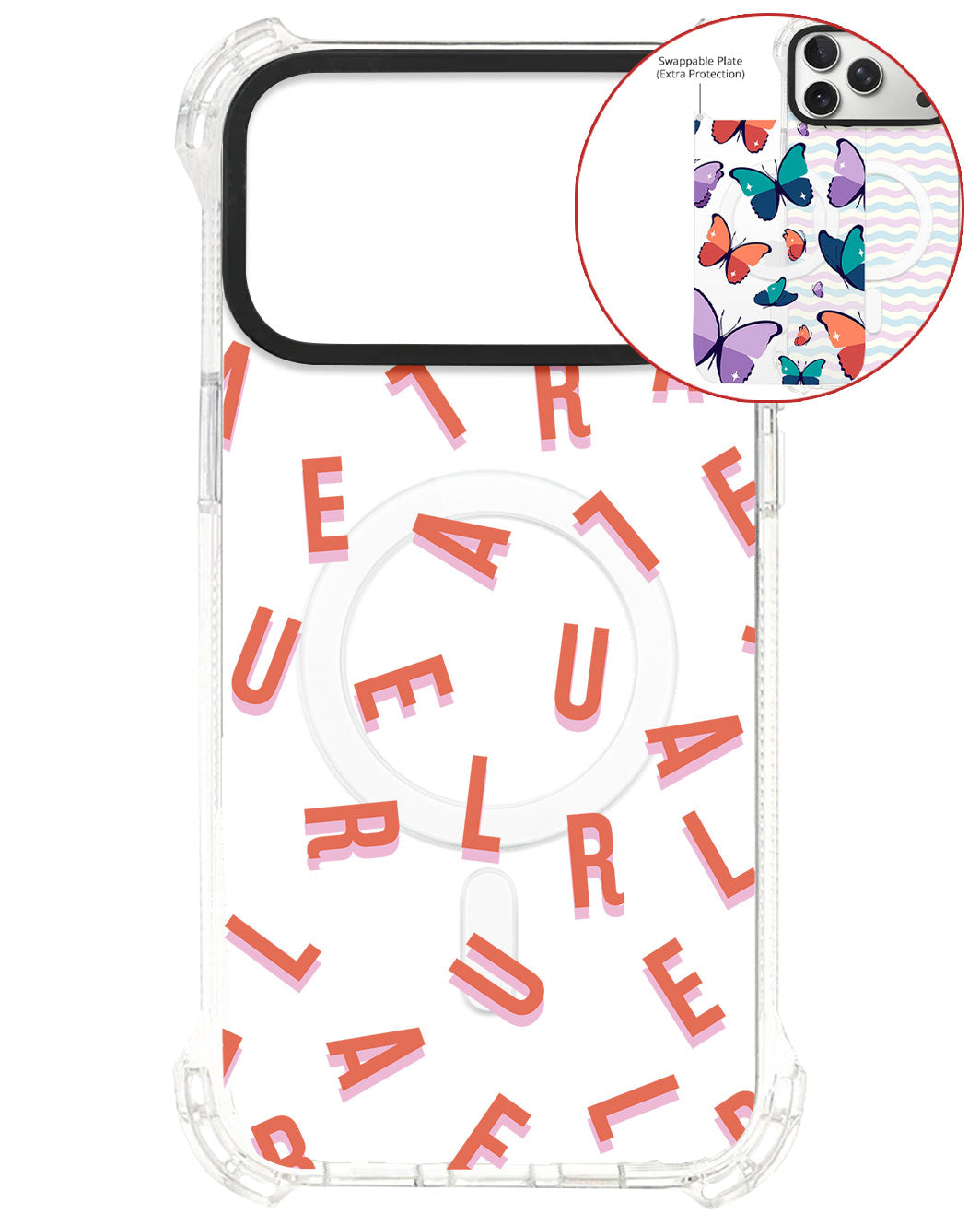 Magsafe Swappable Plate - CUSTOM MONOGRAM 1.0 Coral